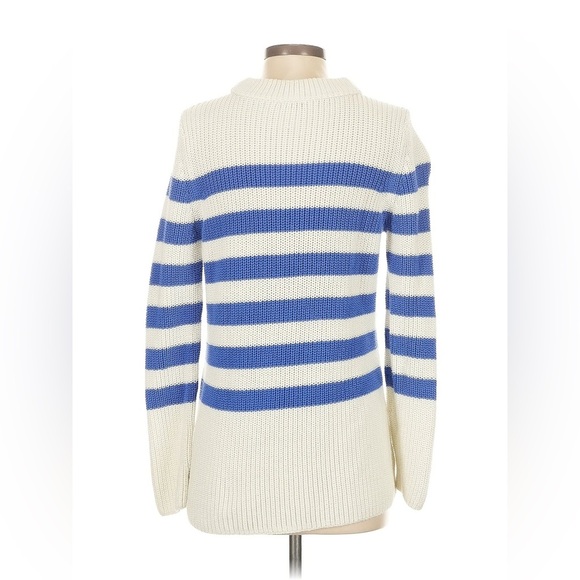 NWOT - Talbots’s Cream Knit Turtleneck Sweater Cornflower Blue Stripes - Size XL - Picture 2 of 3